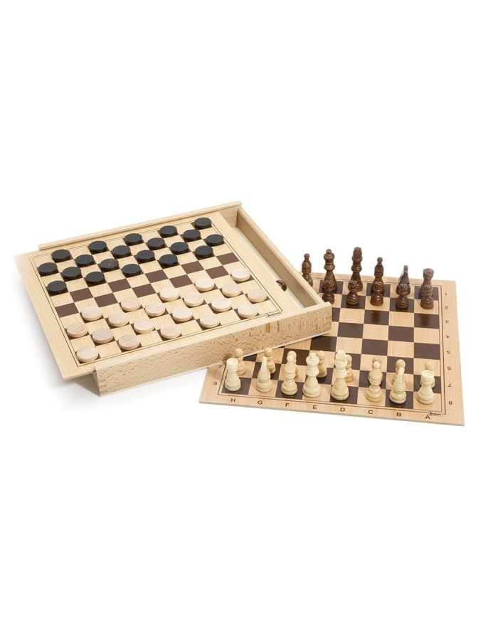 Jeujura Coffret Dames et Echecs en bois